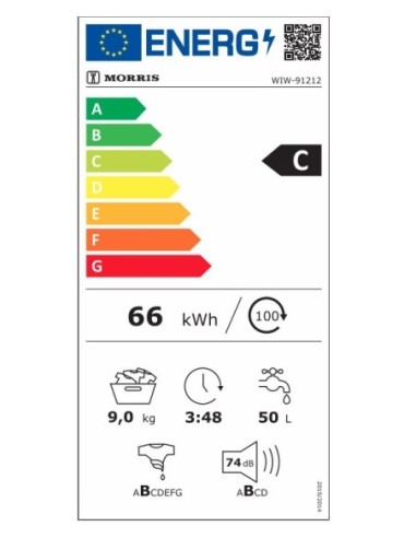 ΠΛΥΝΤΗΡΙΟ Ρ MORRIS WIW-91212 9kg 1200στρ C ΛΕΥΚΟ