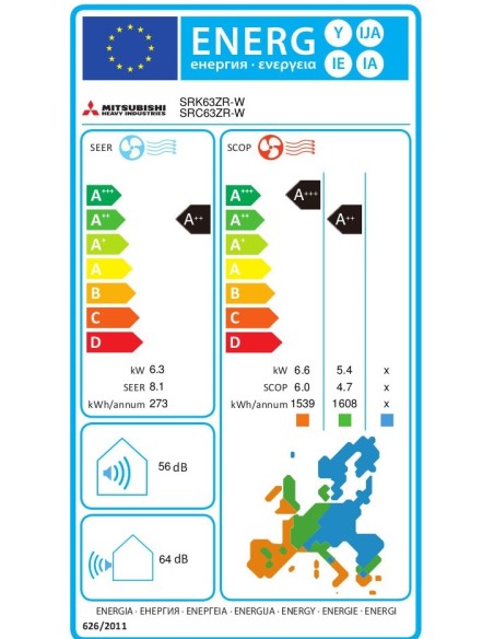 ΣΕΤ A/C MITSUBISHI HEAVY ZR DIAMOND SRK/SRC-63ZR-W  24000 BTU INV.