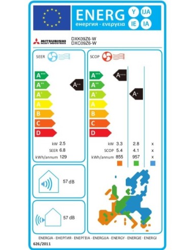 ΣΕΤ A/C MITSUBISHI HEAVY DXK/DXC-09Z6-W 9000BTU INVERTER