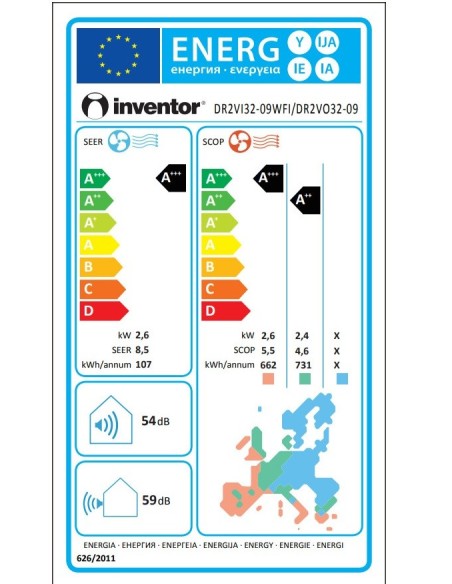 ΣΕΤ A/C INVENTOR DARK DR2VI32-09WFI/DR2VO32-09 9000BTU INV. WIFI ION.
