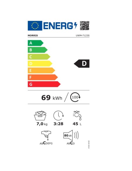 ΠΛΥΝΤΗΡΙΟ Ρ UNITED UWM-7123S 7kg 1200στρ D CLASS ΜΕ ΑΦΑΙΡΟΥΜΕΝΟ ΚΑΠΑΚΙ