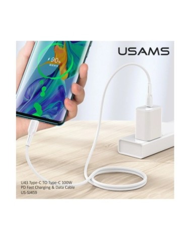 ΚΑΛΩΔΙΟ USAMS SJ459USB02 USB ΣΕ USB TYPE-C 1.2M, 100W ΛΕΥΚΟ