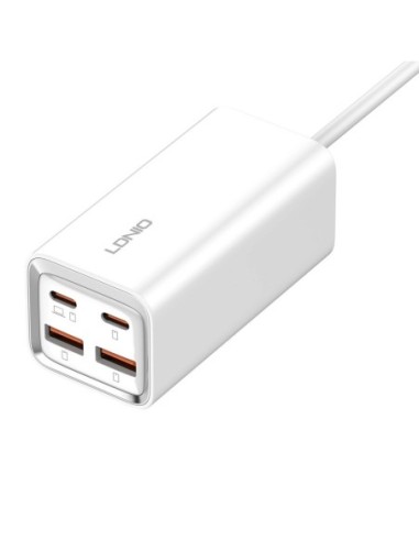 ΦΟΡΤΙΣΤΗΣ ΚΙΝΗΤΟΥ LDNIO A4610C, 2x USB-C & 2x USB, 65W, PD/QC ΛΕΥΚΟΣ