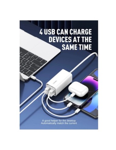 ΦΟΡΤΙΣΤΗΣ ΚΙΝΗΤΟΥ LDNIO A4610C, 2x USB-C & 2x USB, 65W, PD/QC ΛΕΥΚΟΣ