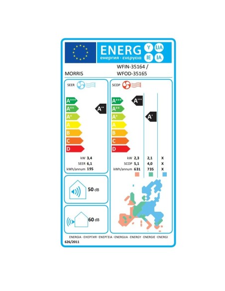 ΣΕΤ A/C MORRIS WFIN-35164/WFOD35165 LOFT II 12000BTU INV. WIFI  A+++  