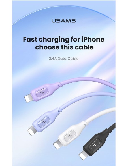 ΚΑΛΩΔΙΟ USAMS SJ618USB03 LIHGTNING σε USB U 12W, 1m ΜΠΛΕ