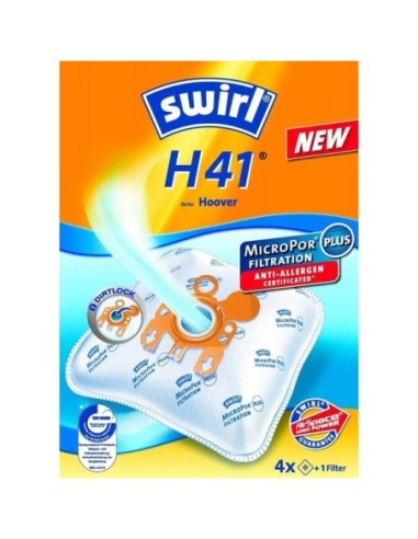 ΣΑΚΟΥΛΑ SWIRL H41/4 HEPA ΓΙΑ ΣΚΟΥΠΑ HOOVER TELIOS, ZANUSSI