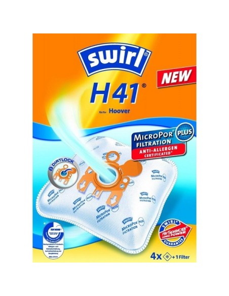 ΣΑΚΟΥΛΑ SWIRL H41/4 HEPA ΓΙΑ ΣΚΟΥΠΑ HOOVER TELIOS, ZANUSSI