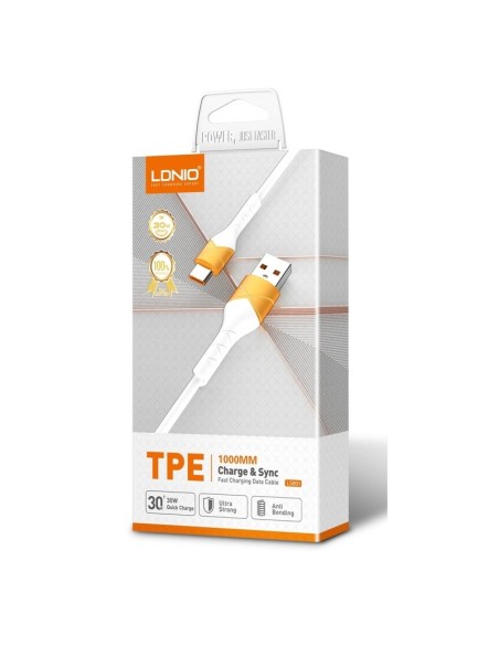 ΚΑΛΩΔΙΟ LDNIO USB-C ΣΕ USB LS801 30W 1m ΛΕΥΚΟ