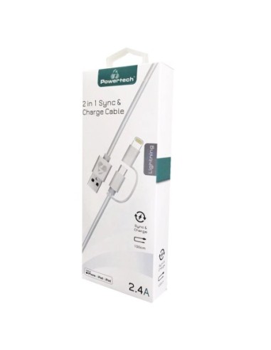 ΚΑΛΩΔΙΟ POWERTECH USB ΣΕ Micro usb /Lightning PT-707, MFi, 12W, 1m, 2 