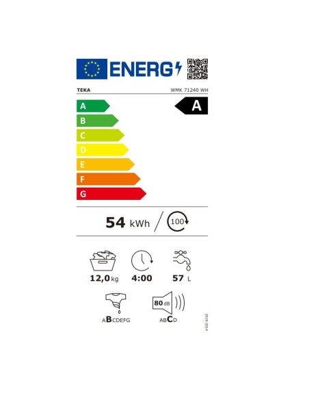 ΠΛΥΝΤΗΡΙΟ Ρ TEKA WMK 71240 WH 12kg 1400στρ A CLASS ΜΕ ΑΤΜΟ TOUCH CONTR