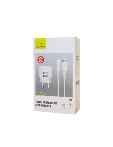 ΦΟΡΤΙΣΤΗΣ ΚΙΝΗΤΟΥ USAMS T20, ΜΕ ΚΑΛΩΔΙΟ LIGTNING 2x USB, 2.1A, ΜΕ ΚΑΛΩ