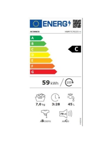 ΠΛΥΝΤΗΡΙΟ Ρ HEINNER HWM-TL7012C++ 7kg 1200στρ ΑΝΩ ΦΟΡΤΩΣΗ C CLASS